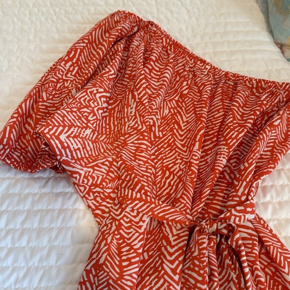 Orange Off-Shoulder Dress - Picture 2 of 3